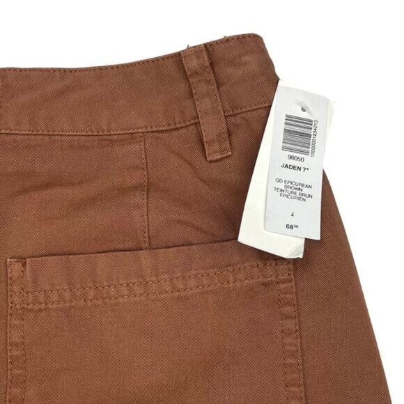 NWT SUNDAY BEST Aritzia Jaden 7" High Waisted Chino Shorts Sz 4 Epicurean Brown - Picture 9 of 9